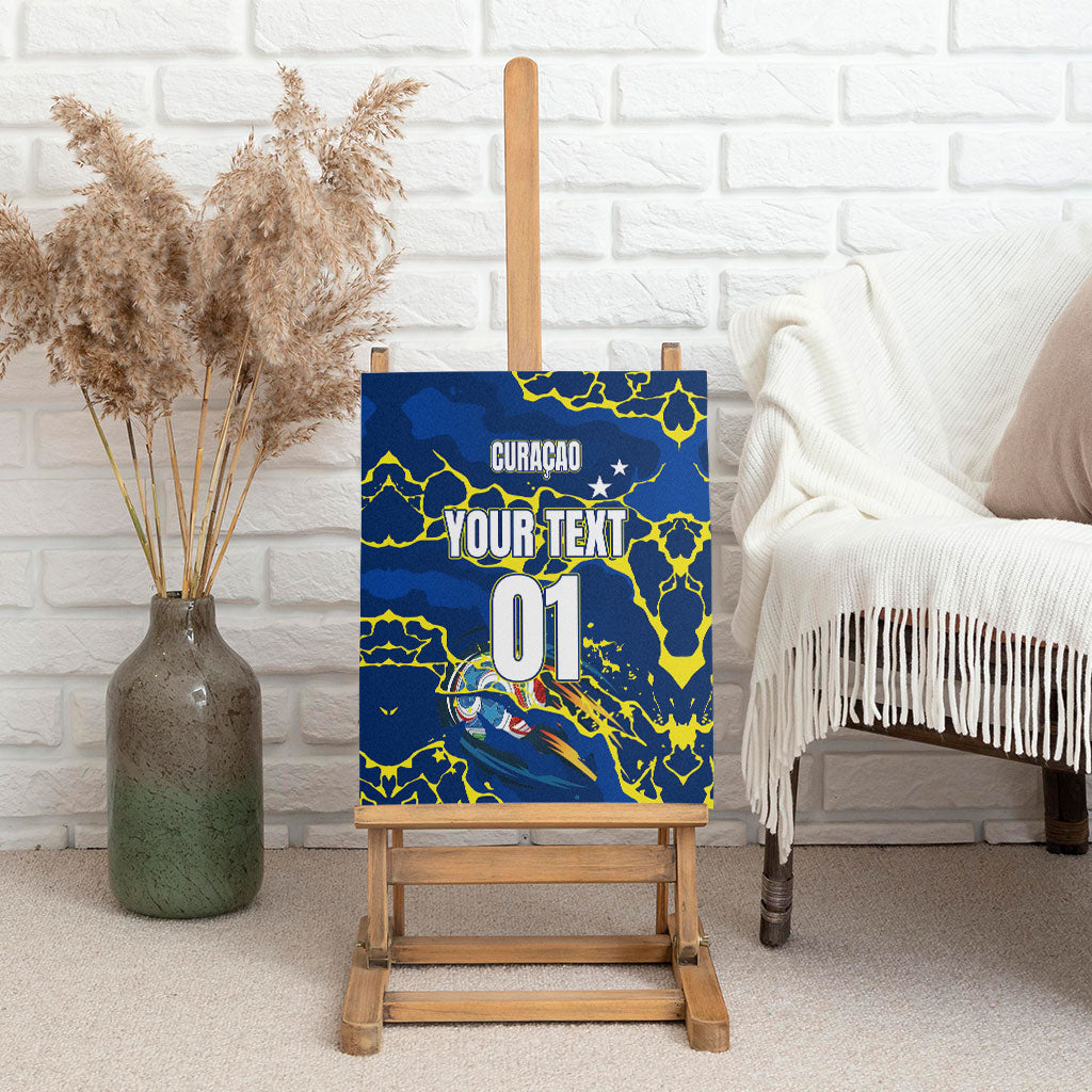 Personalized Curacao Football Canvas Wall Art Caribbean Splash Paint Soccer Graphic