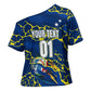 Personalized Curacao Football Cross Shoulder Shirt Caribbean Splash Paint Soccer Graphic