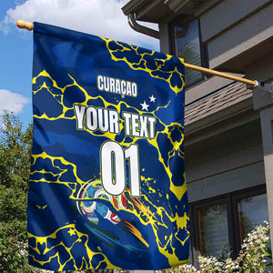Personalized Curacao Football Garden Flag Caribbean Splash Paint Soccer Graphic