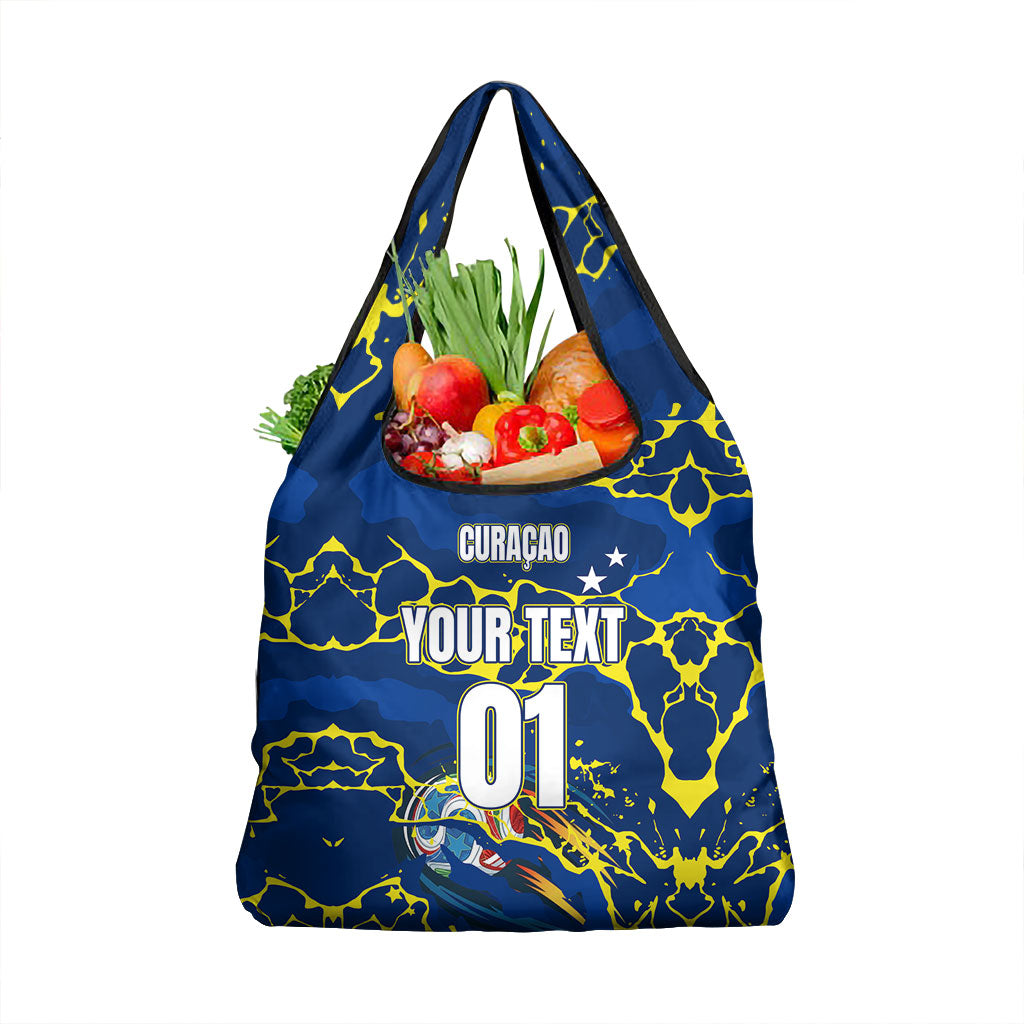 Personalized Curacao Football Grocery Bag Caribbean Splash Paint Soccer Graphic