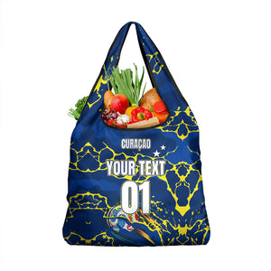 Personalized Curacao Football Grocery Bag Caribbean Splash Paint Soccer Graphic