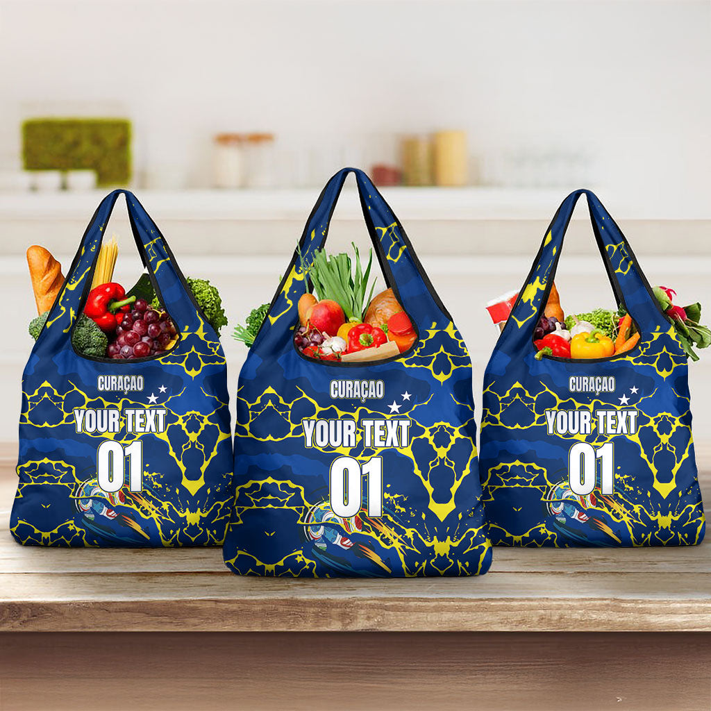 Personalized Curacao Football Grocery Bag Caribbean Splash Paint Soccer Graphic