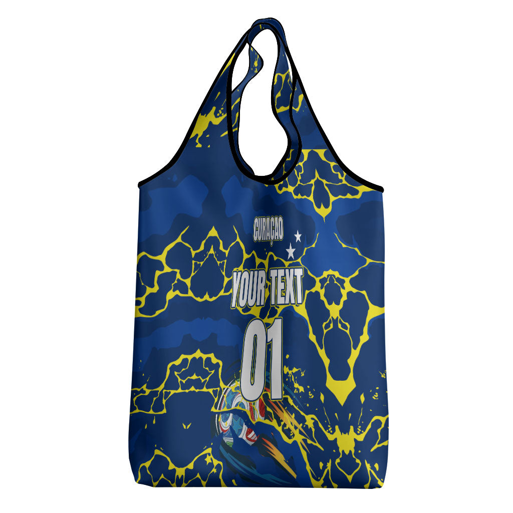 Personalized Curacao Football Grocery Bag Caribbean Splash Paint Soccer Graphic