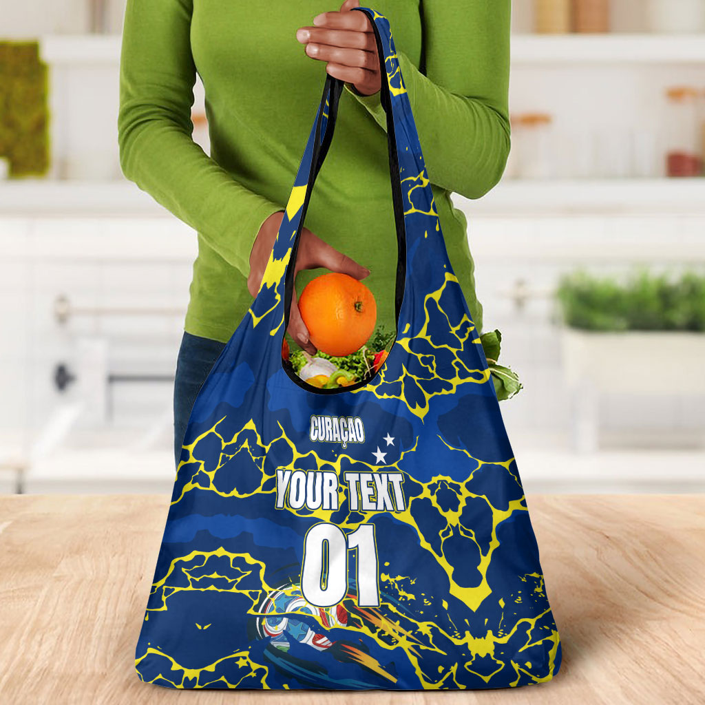 Personalized Curacao Football Grocery Bag Caribbean Splash Paint Soccer Graphic