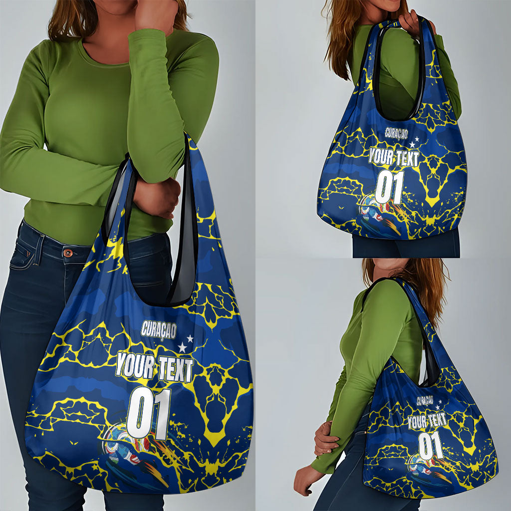 Personalized Curacao Football Grocery Bag Caribbean Splash Paint Soccer Graphic