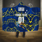 Personalized Curacao Football Hooded Blanket Caribbean Splash Paint Soccer Graphic
