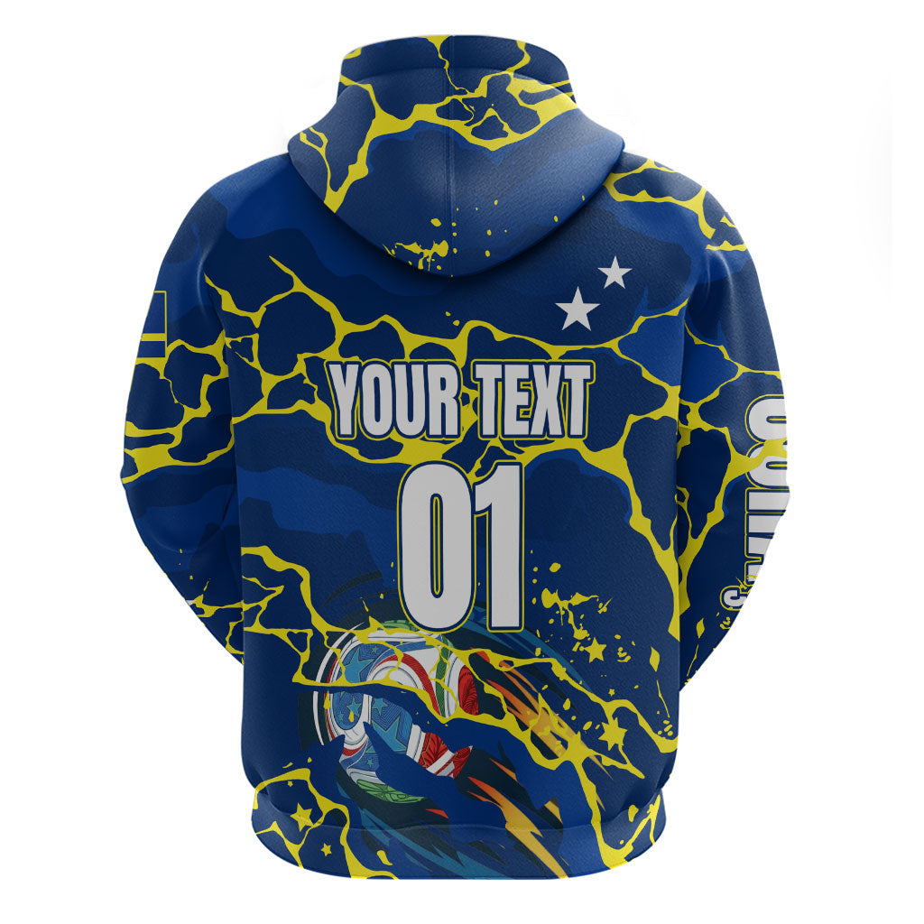 Personalized Curacao Football Hoodie Caribbean Splash Paint Soccer Graphic