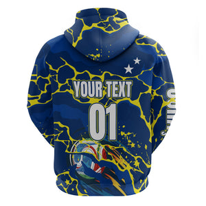 Personalized Curacao Football Hoodie Caribbean Splash Paint Soccer Graphic