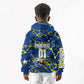 Personalized Curacao Football Kid Hoodie Caribbean Splash Paint Soccer Graphic