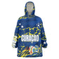 Personalized Curacao Football Kid Wearable Blanket Hoodie Caribbean Splash Paint Soccer Graphic