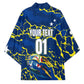 Personalized Curacao Football Kimono Caribbean Splash Paint Soccer Graphic