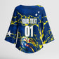 Personalized Curacao Football Kimono Sleeve Blouse Caribbean Splash Paint Soccer Graphic