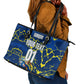 Personalized Curacao Football Leather Tote Bag Caribbean Splash Paint Soccer Graphic