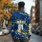 Personalized Curacao Football Long Sleeve Shirt Caribbean Splash Paint Soccer Graphic