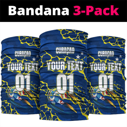 Personalized Curacao Football Neck Gaiter Caribbean Splash Paint Soccer Graphic