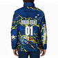 Personalized Curacao Football Padded Jacket Caribbean Splash Paint Soccer Graphic