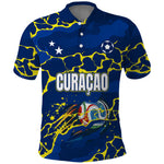 Personalized Curacao Football Polo Shirt Caribbean Splash Paint Soccer Graphic