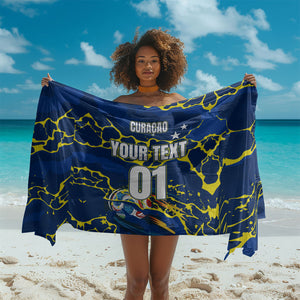 Personalized Curacao Football Sarong Caribbean Splash Paint Soccer Graphic