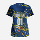 Personalized Curacao Football Scrub Top Caribbean Splash Paint Soccer Graphic