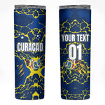 Personalized Curacao Football Skinny Tumbler Caribbean Splash Paint Soccer Graphic