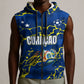 Personalized Curacao Football Sleeveless Zip Hoodie Caribbean Splash Paint Soccer Graphic