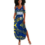 Personalized Curacao Football Summer Maxi Dress Caribbean Splash Paint Soccer Graphic