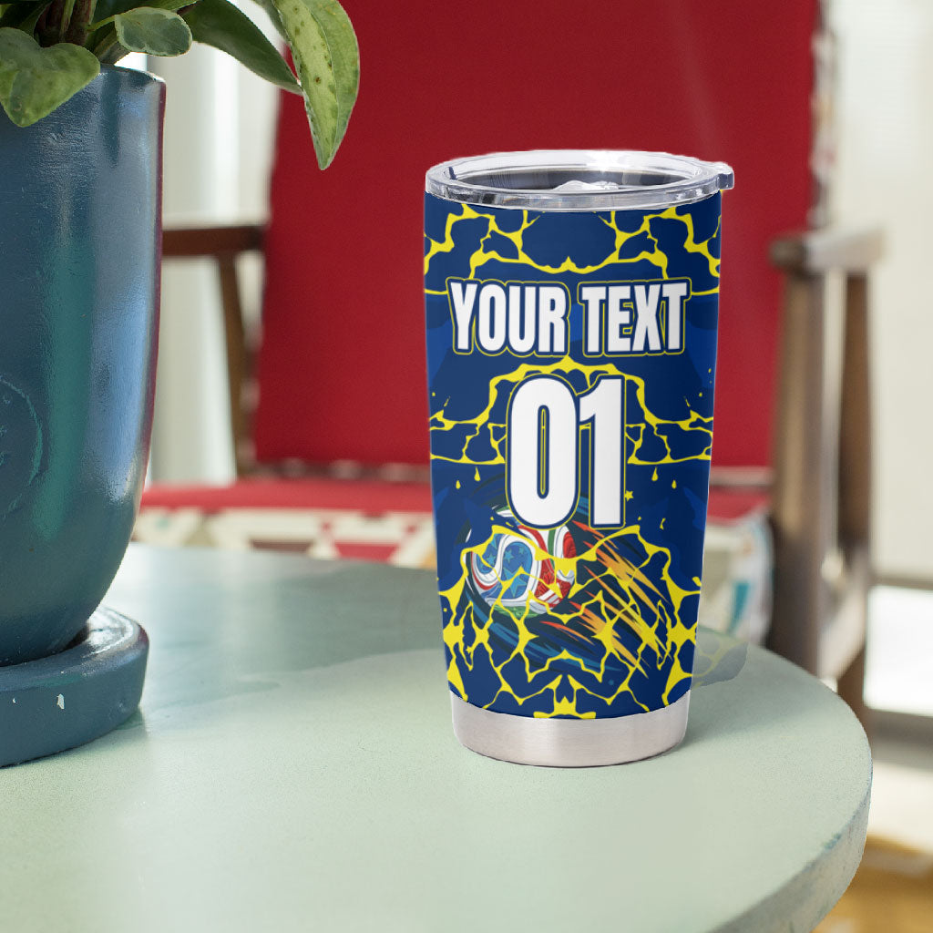Personalized Curacao Football Tumbler Cup Caribbean Splash Paint Soccer Graphic