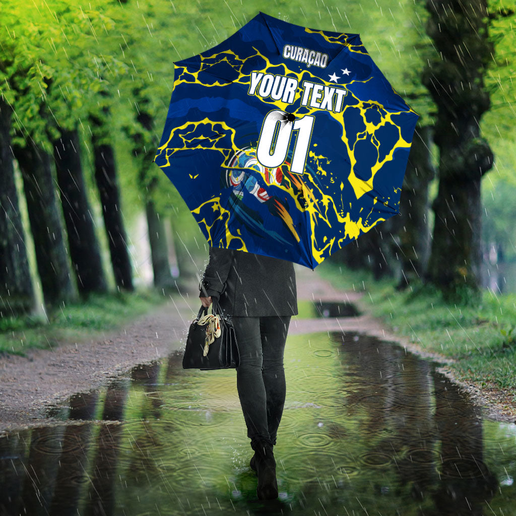 Personalized Curacao Football Umbrella Caribbean Splash Paint Soccer Graphic