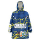 Personalized Curacao Football Wearable Blanket Hoodie Caribbean Splash Paint Soccer Graphic