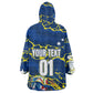 Personalized Curacao Football Wearable Blanket Hoodie Caribbean Splash Paint Soccer Graphic