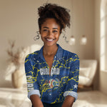 Personalized Curacao Football Women Casual Shirt Caribbean Splash Paint Soccer Graphic
