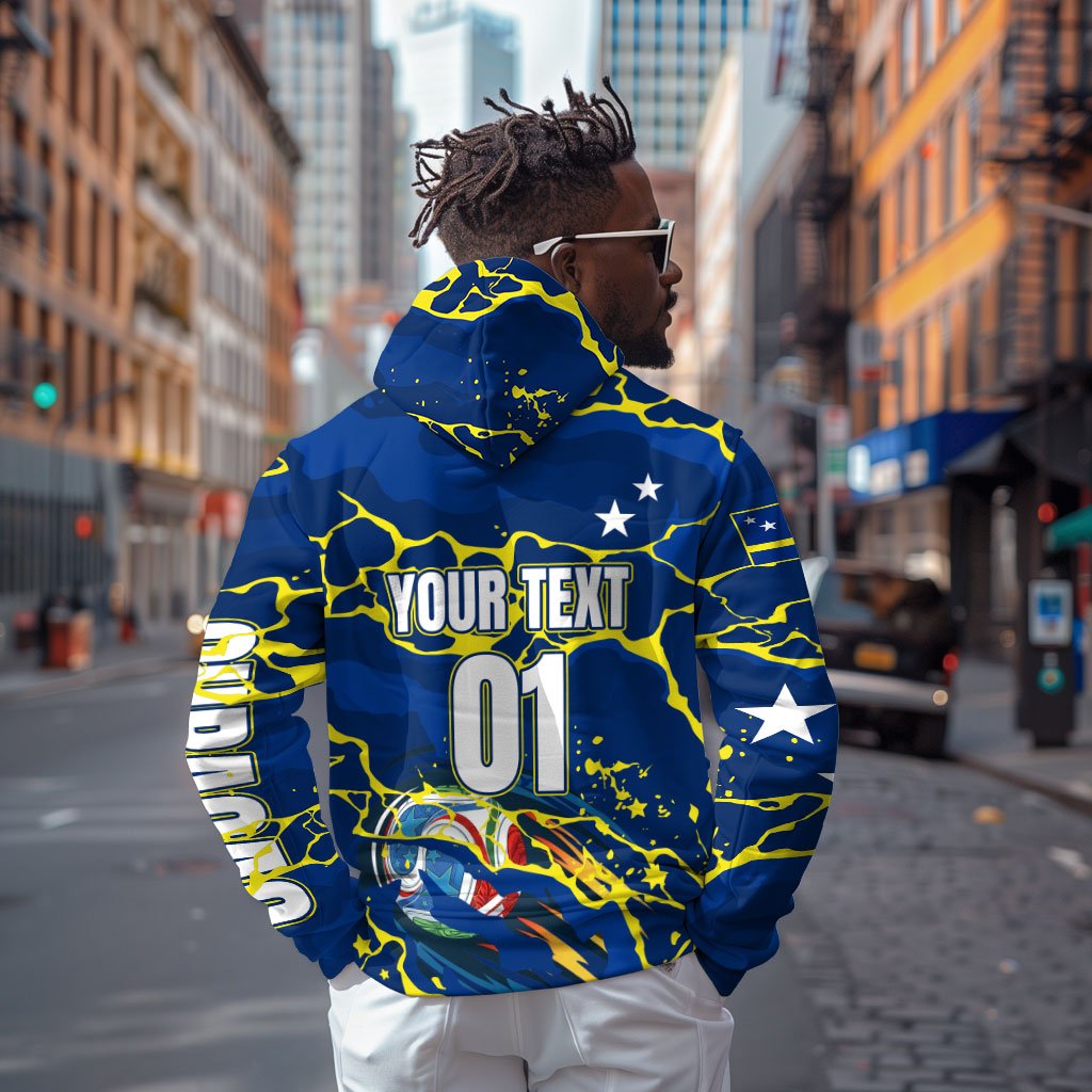 Personalized Curacao Football Zip Hoodie Caribbean Splash Paint Soccer Graphic
