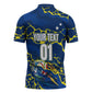 Personalized Curacao Football Zipper Polo Shirt Caribbean Splash Paint Soccer Graphic