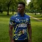 Personalized Curacao Football Zipper Polo Shirt Caribbean Splash Paint Soccer Graphic