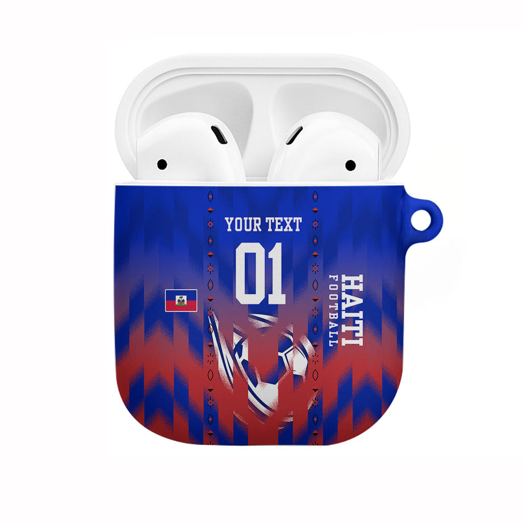 Personalized Haiti Football AirPods Case Brush Stroke Soccer Graphic Flag Colors