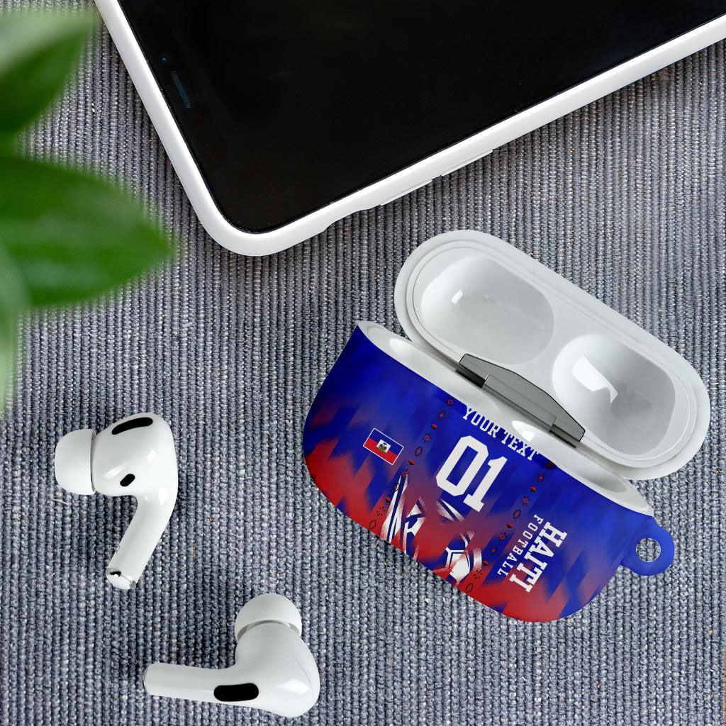 Personalized Haiti Football AirPods Case Brush Stroke Soccer Graphic Flag Colors