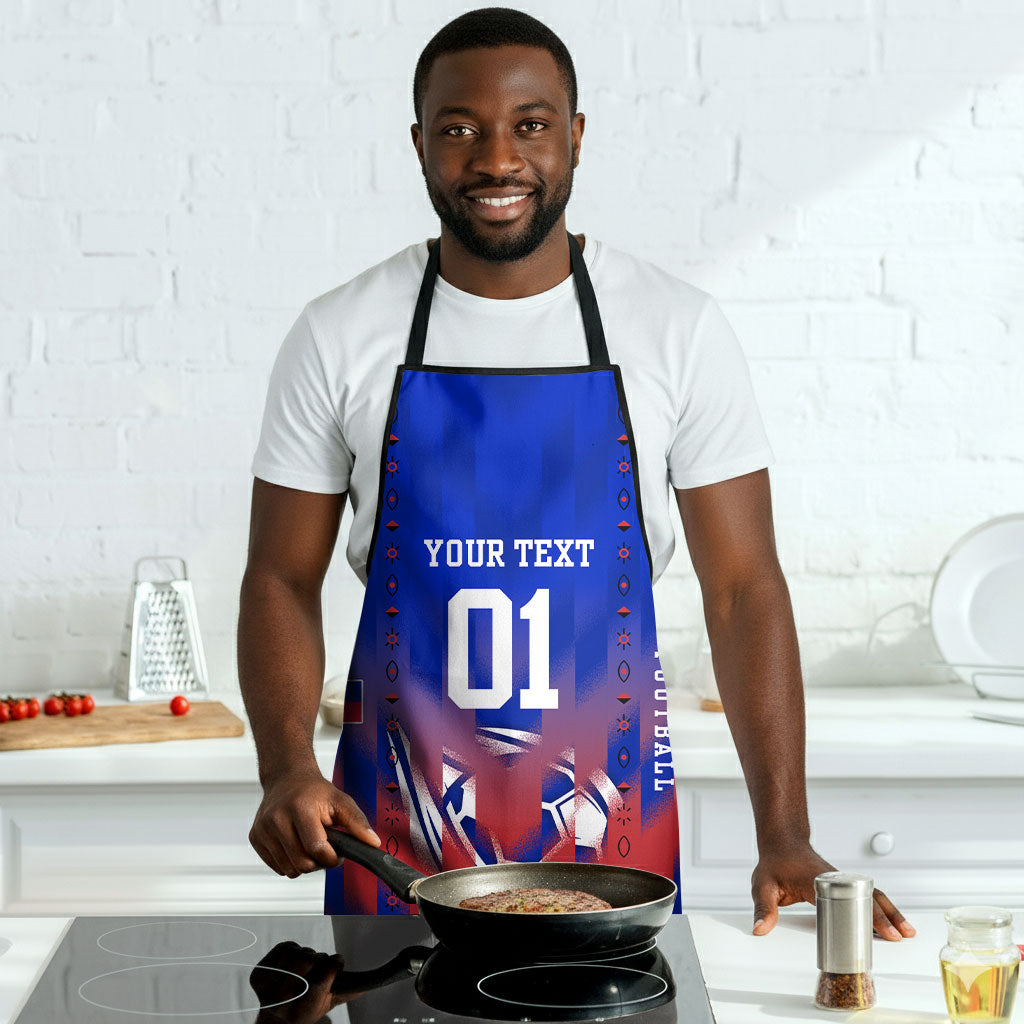 Personalized Haiti Football Apron Brush Stroke Soccer Graphic Flag Colors
