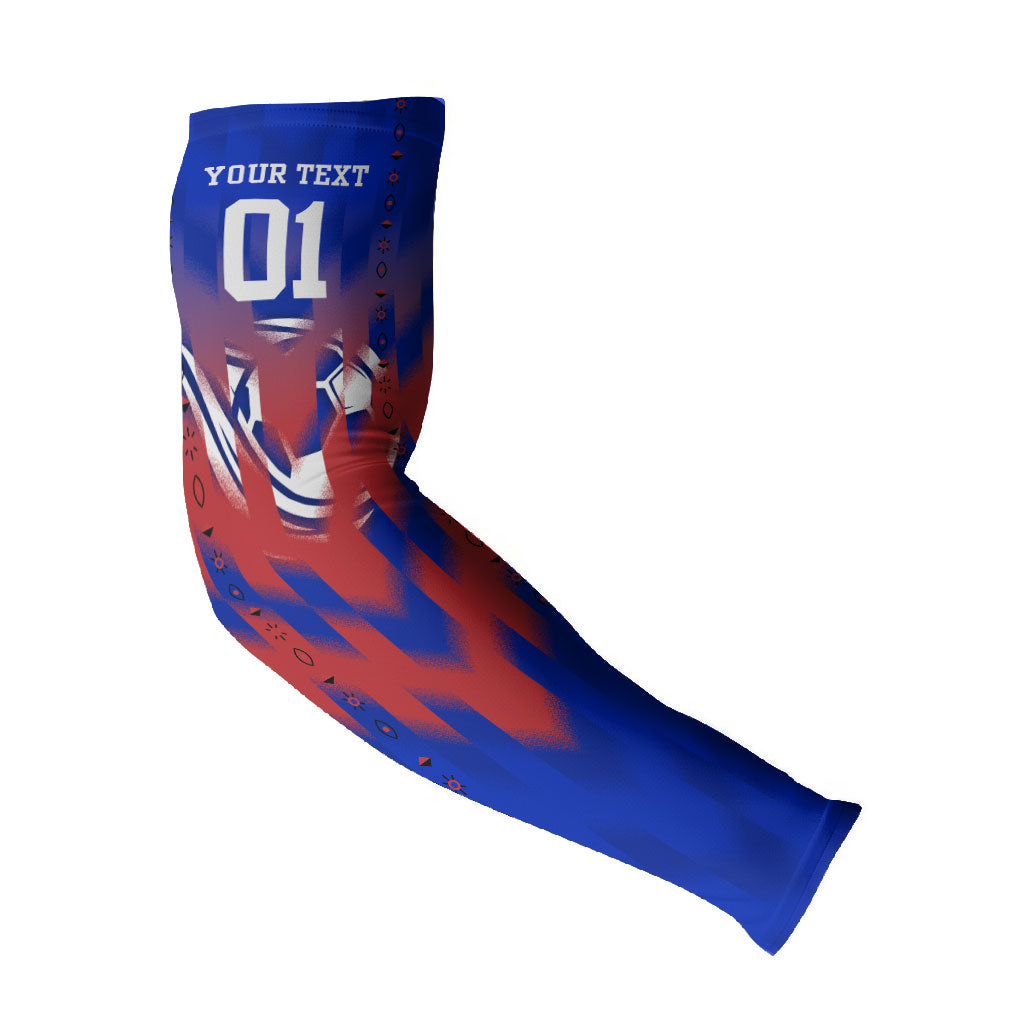 Personalized Haiti Football Arm Sleeves Brush Stroke Soccer Graphic Flag Colors