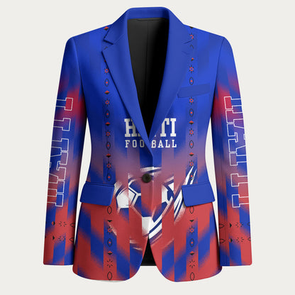 Personalized Haiti Football Blazer Brush Stroke Soccer Graphic Flag Colors