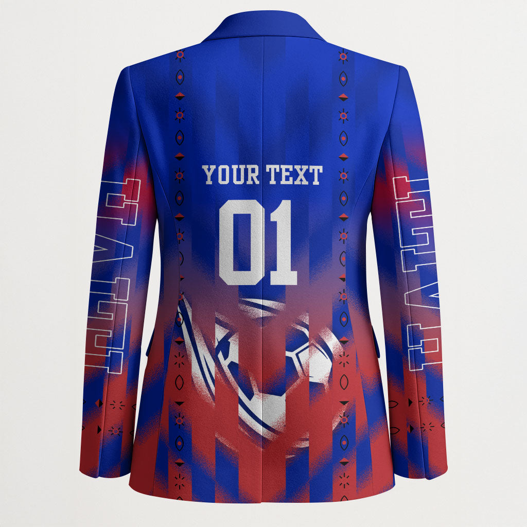 Personalized Haiti Football Blazer Brush Stroke Soccer Graphic Flag Colors