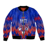 Personalized Haiti Football Bomber Jacket Brush Stroke Soccer Graphic Flag Colors