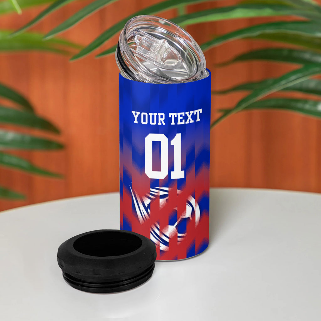 Personalized Haiti Football 4 in 1 Can Cooler Tumbler Brush Stroke Soccer Graphic Flag Colors