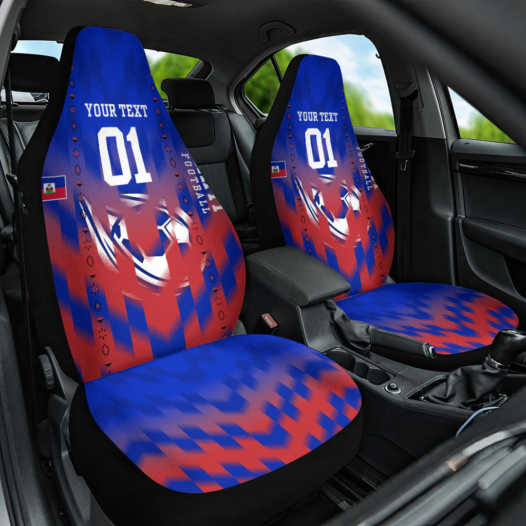 Personalized Haiti Football Car Seat Cover Brush Stroke Soccer Graphic Flag Colors