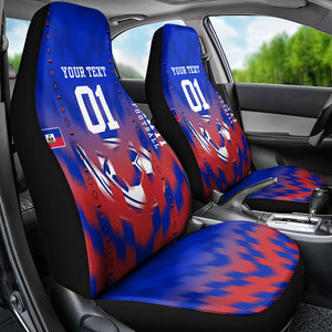 Personalized Haiti Football Car Seat Cover Brush Stroke Soccer Graphic Flag Colors