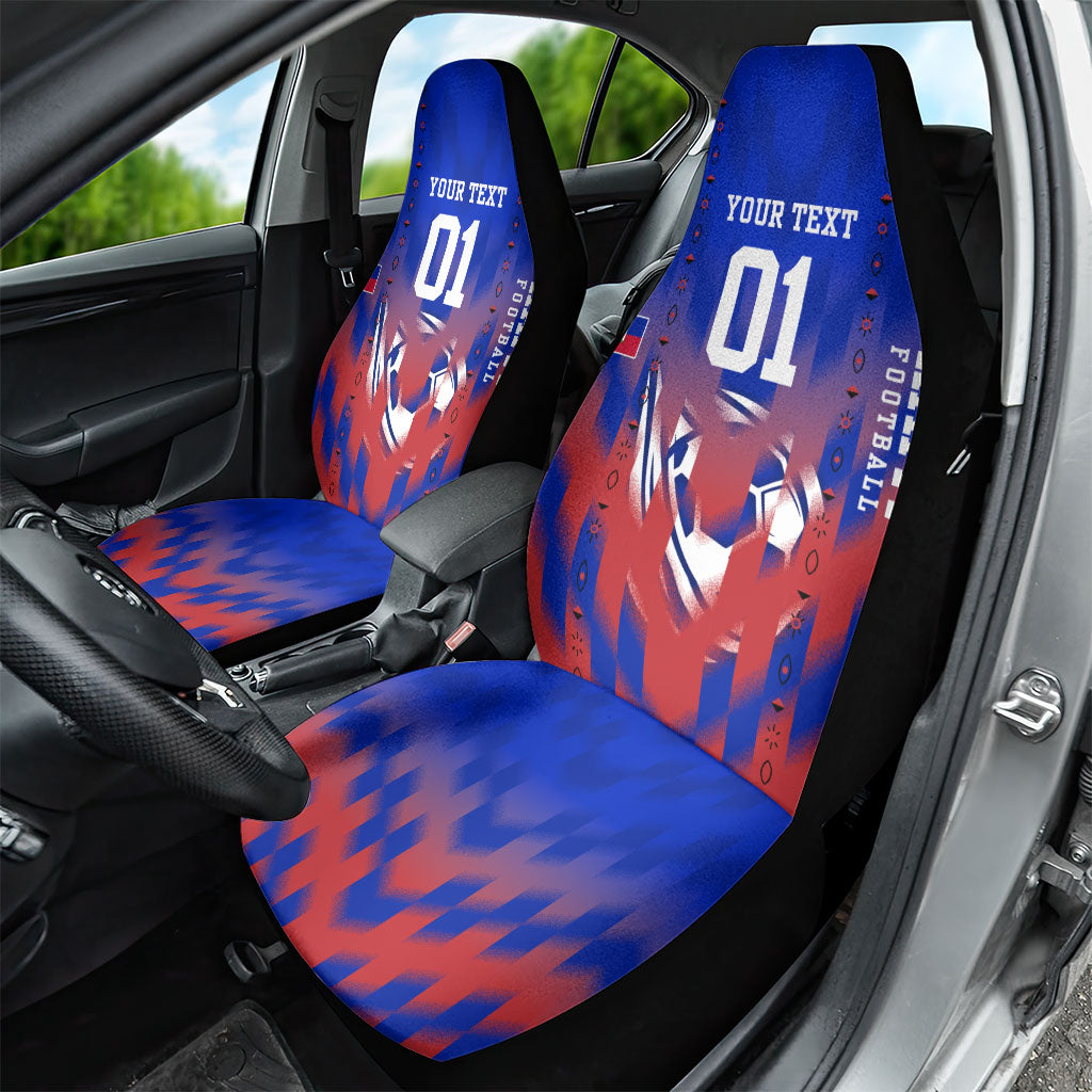 Personalized Haiti Football Car Seat Cover Brush Stroke Soccer Graphic Flag Colors
