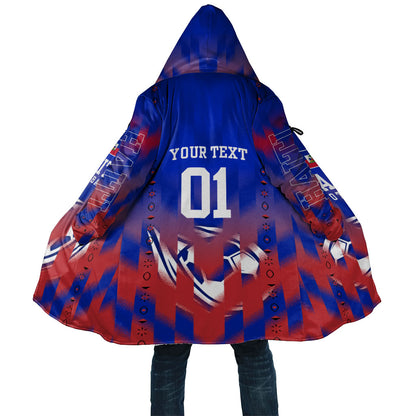 Personalized Haiti Football Cloak Brush Stroke Soccer Graphic Flag Colors