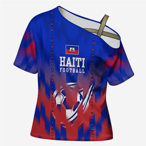 Personalized Haiti Football Cross Shoulder Shirt Brush Stroke Soccer Graphic Flag Colors