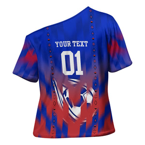 Personalized Haiti Football Cross Shoulder Shirt Brush Stroke Soccer Graphic Flag Colors