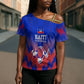 Personalized Haiti Football Cross Shoulder Shirt Brush Stroke Soccer Graphic Flag Colors