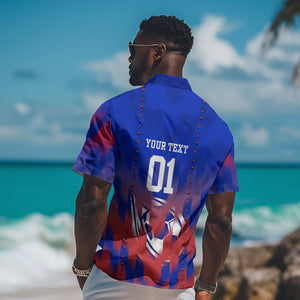 Personalized Haiti Football Hawaiian Shirt Brush Stroke Soccer Graphic Flag Colors